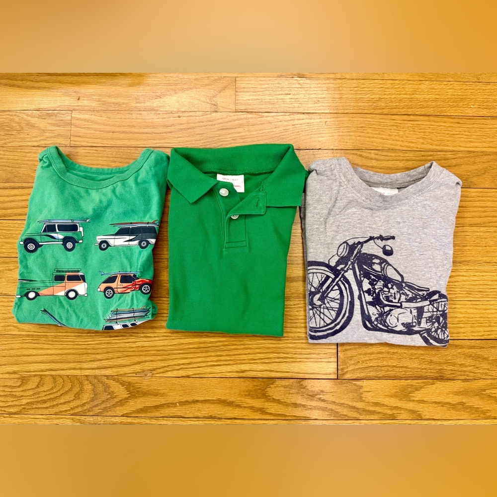 Bundle of Three Boys Size 6/7 Short Sleeve Shirts Green and Gray
